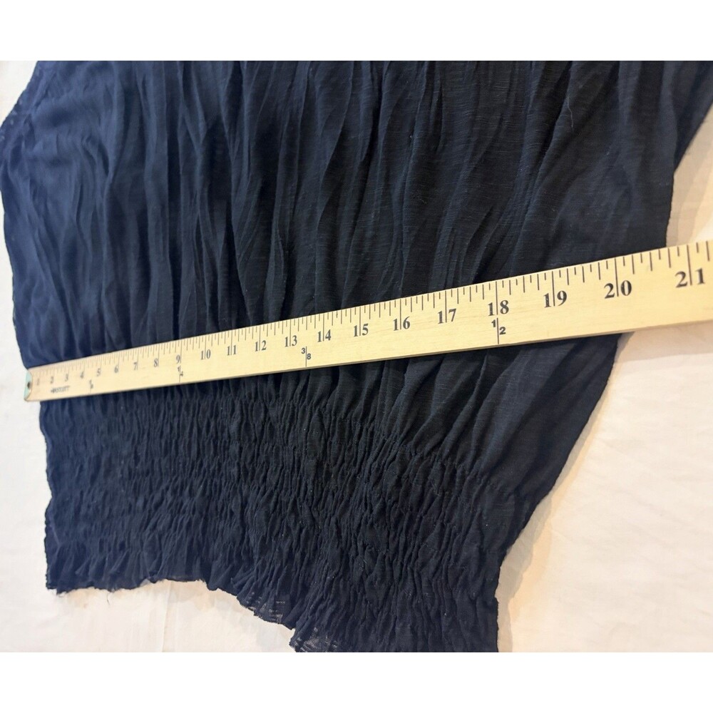 Free People Sheer Black Mixed Lace Dolman Sleeve Blouson Top - Smocked Waist - Picture 11 of 13